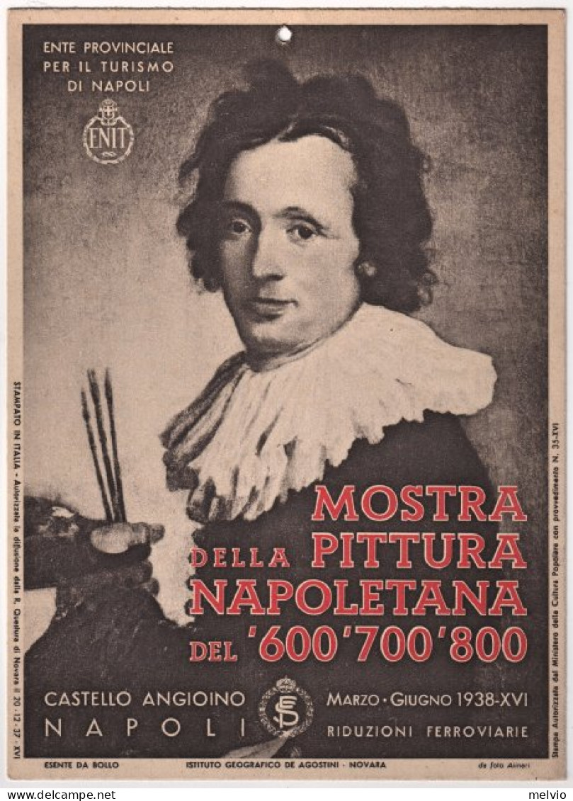 1937-Mostra Della Pittura Napoletana Del '600-'700 E '800 Rara Locandina Cartonc - Afiches