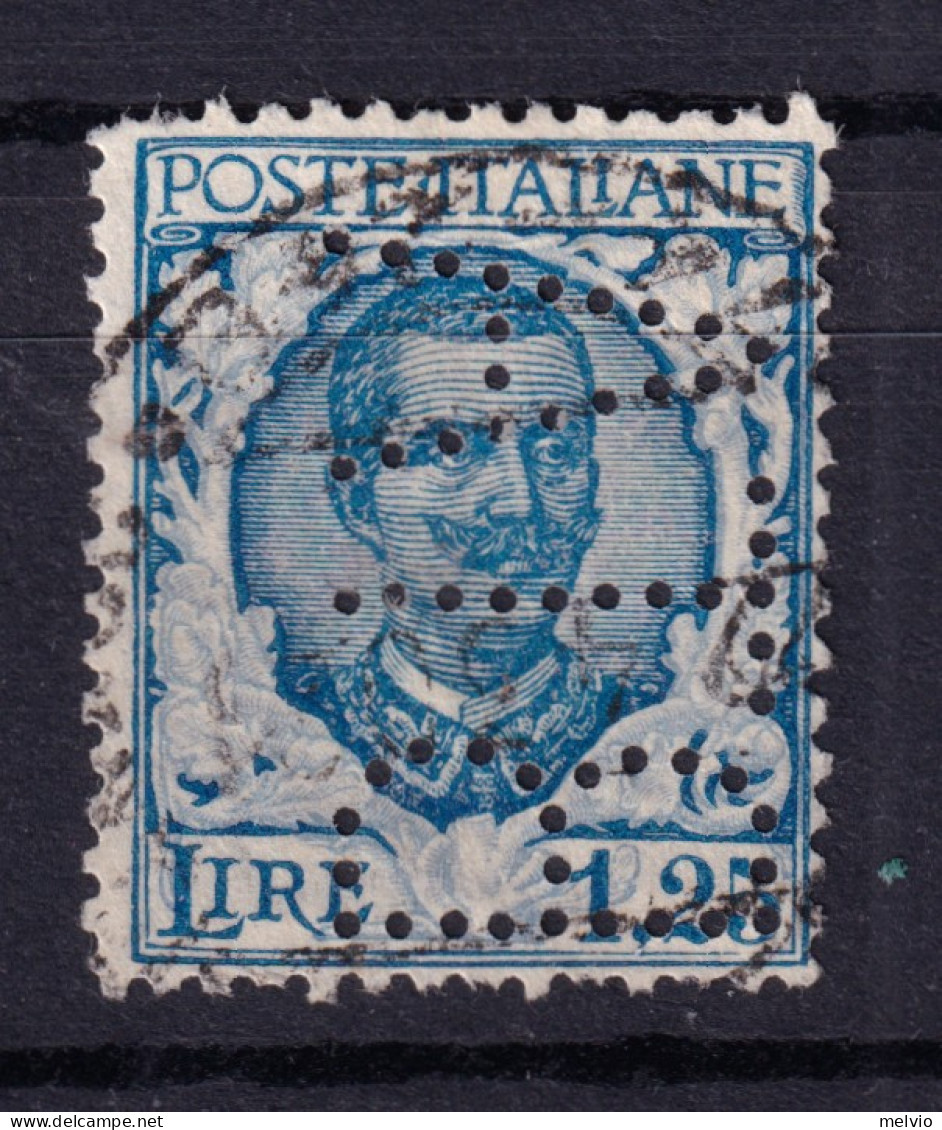 1926 Circa PERFIN B T A (Banca Trentino Alto Adige) Su Floreale Lire 1,25 Usato - Afgestempeld