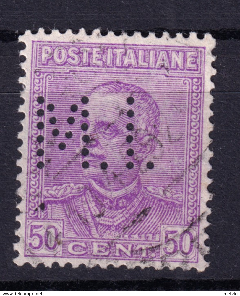 1927 Circa PERFIN M.I. (Messaggerie Italiane) Su Effigie C.50 Usato - Usati