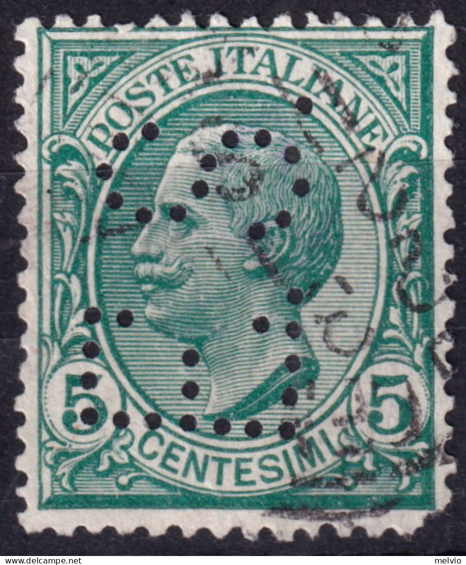 1906 Circa PERFIN E.S. (E. Stradella) Su Leoni C.5, Usato Angolo Arrotondato - Oblitérés