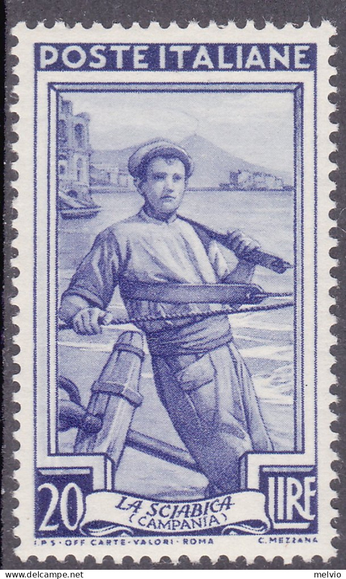 1950-Italia (MNH=**) L.20 Violetto Al Lavoro,cat.Sassone Euro 30 - 1946-60: Neufs