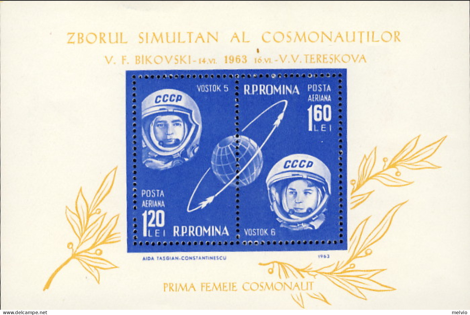 1963-Romania (MNH=**) Foglietto 2v."Voli Umani Nello Spazio"catalogo Euro 4,75 - Other & Unclassified