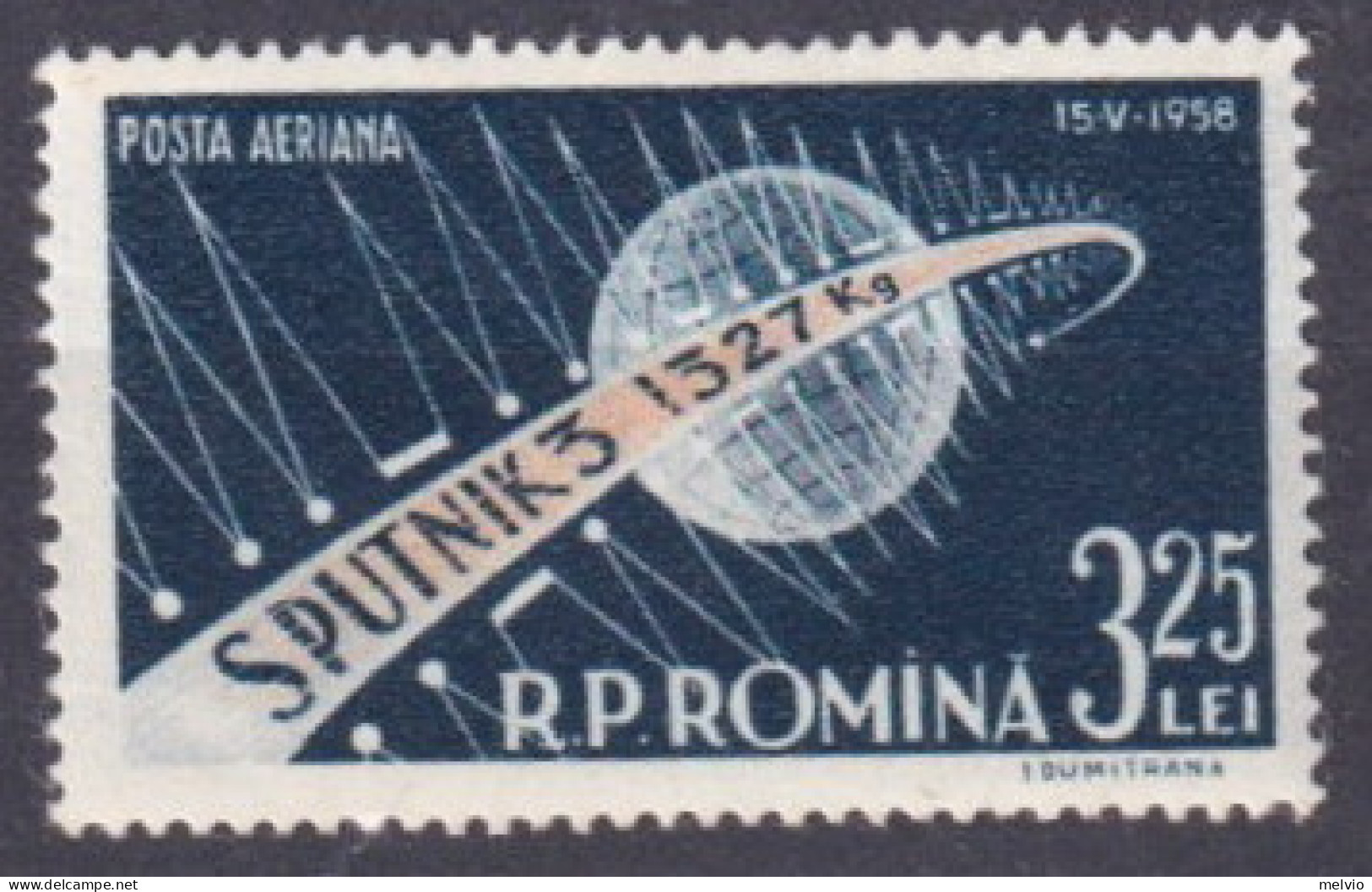 1958-Romania (MNH=**) Posta Aerea S.1v."Sputnik III°"catalogo Euro 7 - Otros & Sin Clasificación