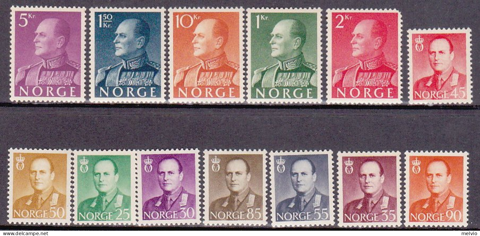1958-Norvegia (MNH=**) 13v."Olav V"catalogo Unificato Euro 80 - Other & Unclassified