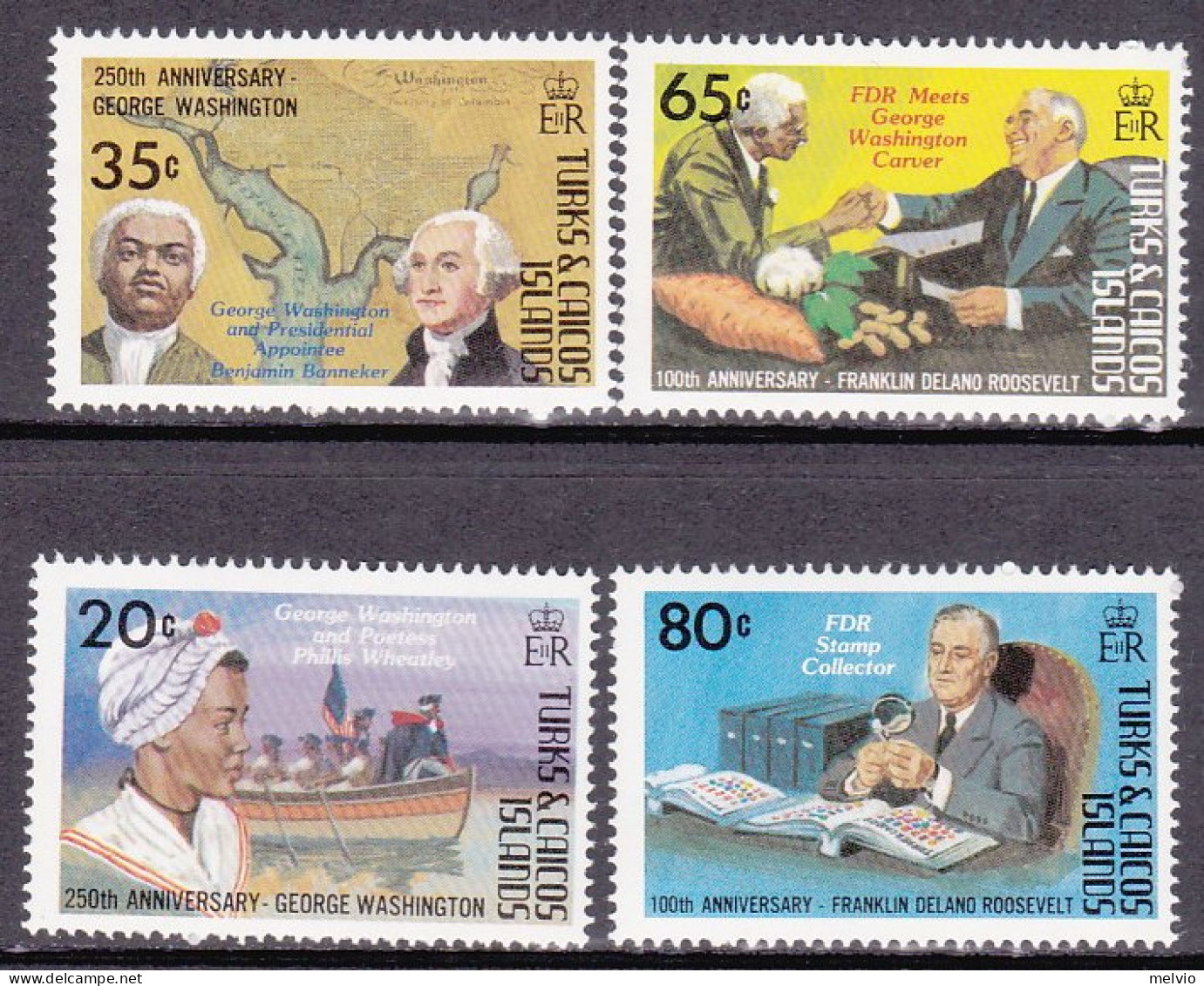 1982-Turks Caicos (MNH=**) S.4v."Washington And Roosevelt" - Turcas Y Caicos