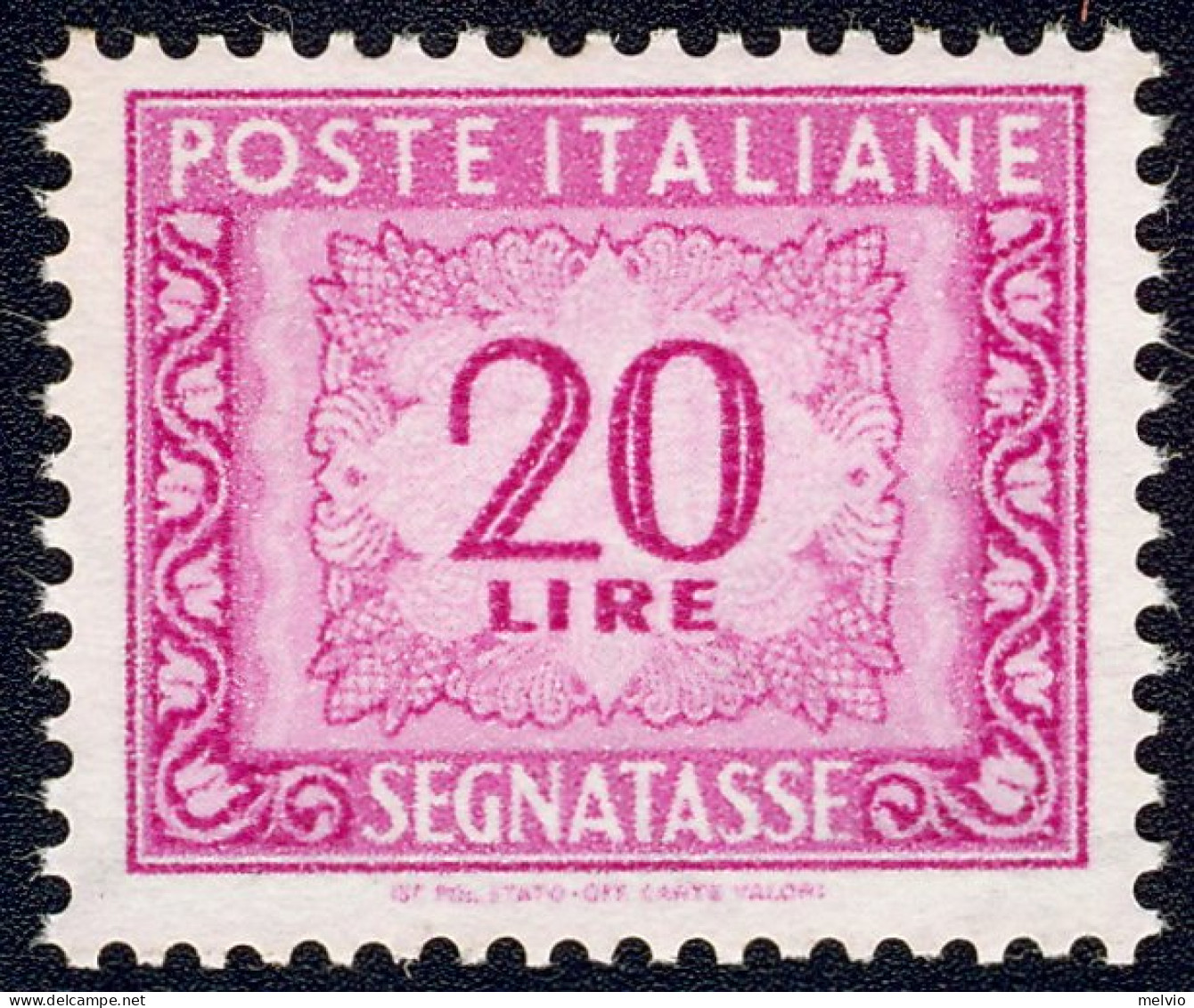 1947-Italia (MNH=**) Segnatasse L.20 Lilla Rosa,catalogo Sassone Euro 220.Ottima - 1946-60: Nuovi
