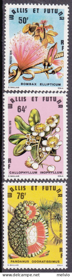 1979-Wallis Et Futuna (MNH=**) S.3v."fiori E Frutta"catalogo Euro 12 - Nuovi