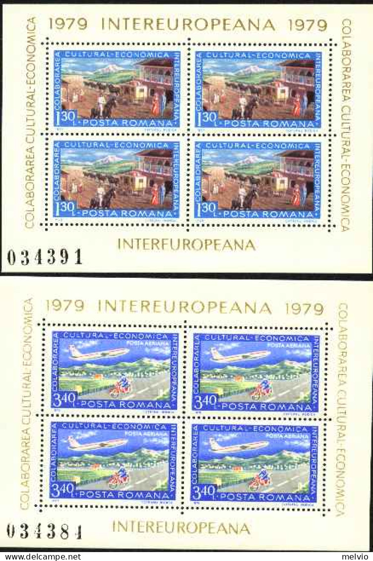 1979-Romania (MNH=**) Due Foglietti 8v."Collaborazione Culturale Economico Inter - Sonstige & Ohne Zuordnung