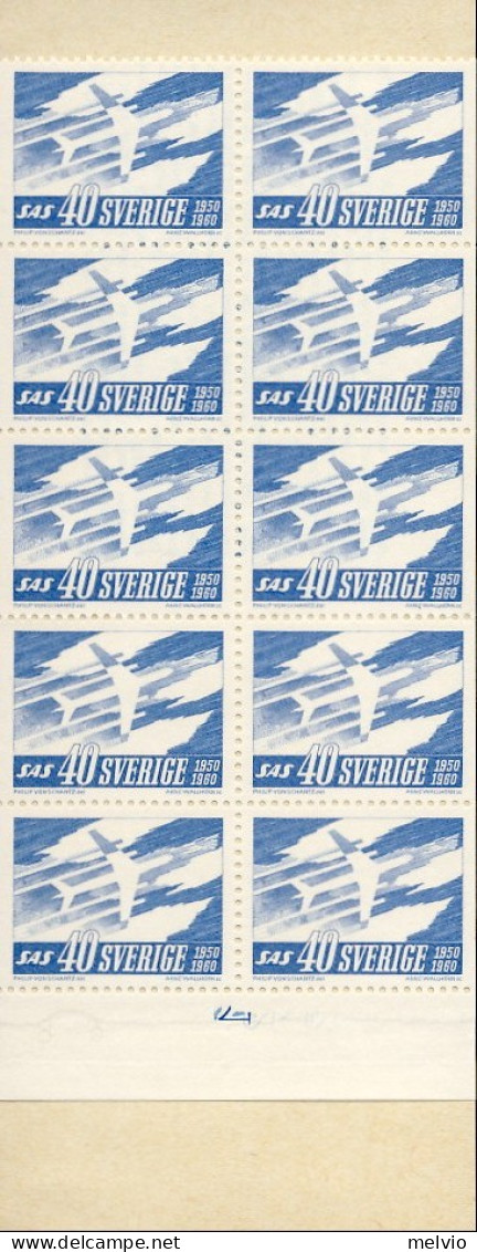 1961-Svezia (MNH=**) Libretto 10v."Anniversario Compagnia Aerea SAS" - Andere & Zonder Classificatie