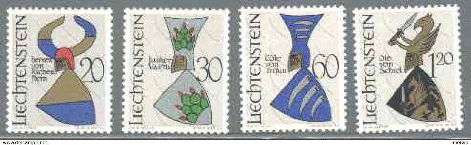 1966-Liechtenstein (MNH=**) S.4v."Stemmi Nobiliari" - Nuovi