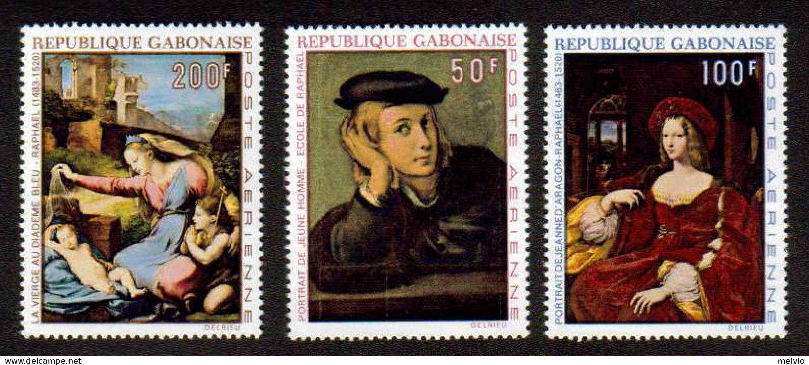 1970-Gabon (MNH=**) Posta Aerea S.3v."quadri Di Raffaello"cat.Yvert Euro 8 - Gabun (1960-...)