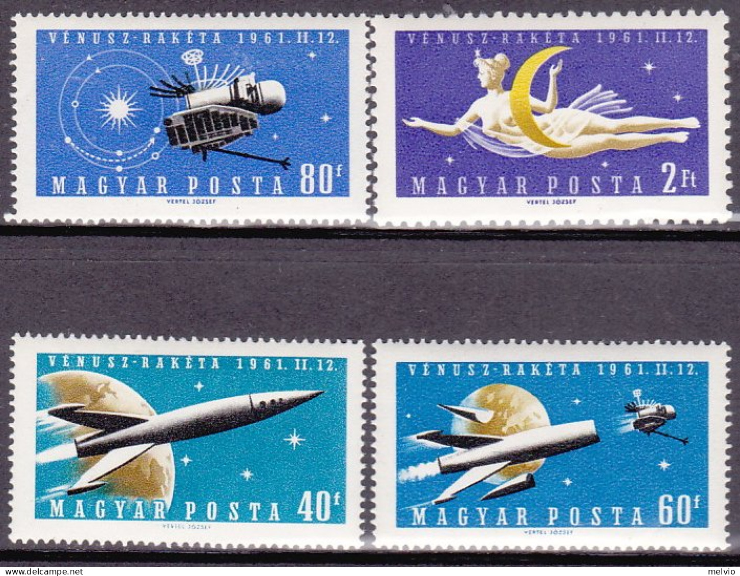 1961-Ungheria (MNH=**) S.4v."lancio Di Missile Verso Il Pianeta Venere"catalogo  - Andere & Zonder Classificatie