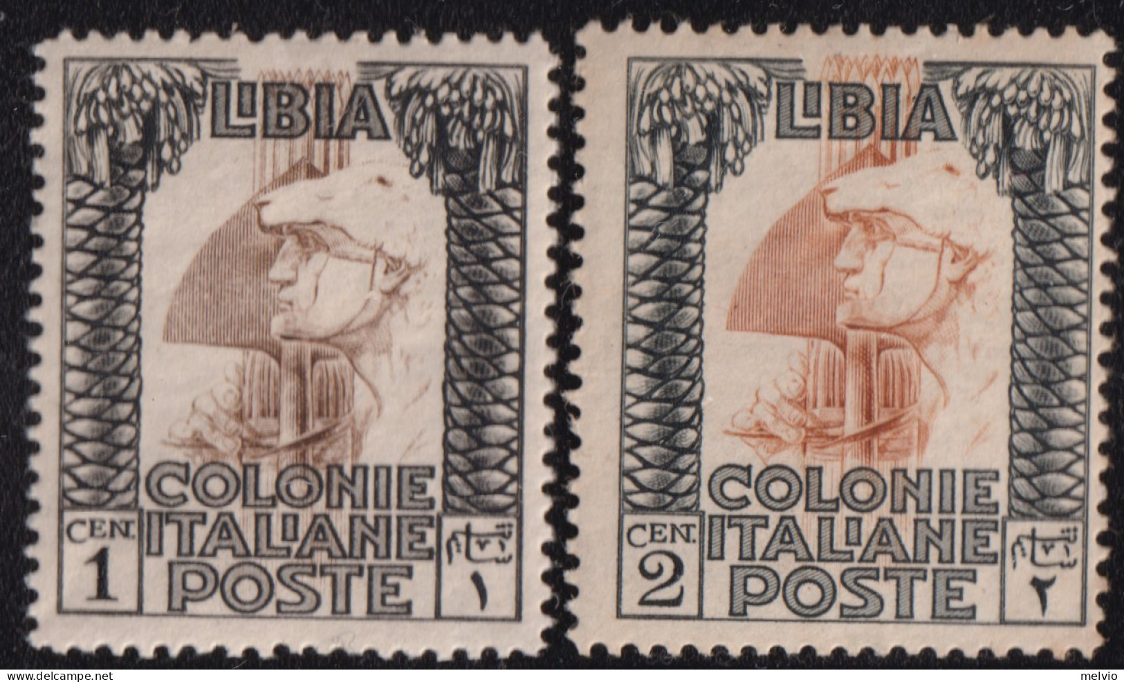 1924-Libia (MNH=**) 1c.+2c. Pittorica - Libyen