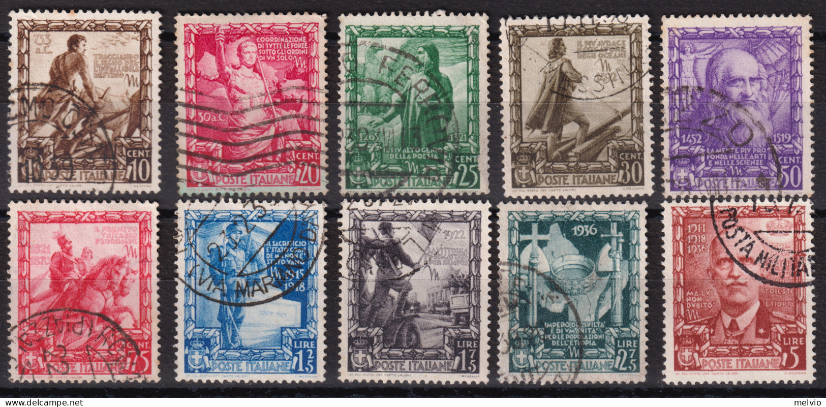 1938-Italia (O=used) Serie 10 Valori Impero (439/48) - Gebraucht