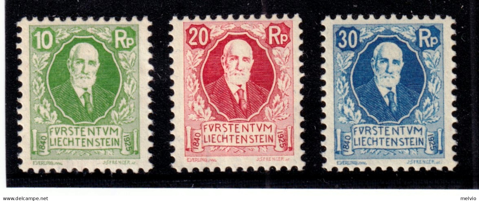 1925 LIECHTENSTEIN 85^ Compleanno Giovanni II Serie Completa Nuova Traccia Lingu - Unused Stamps