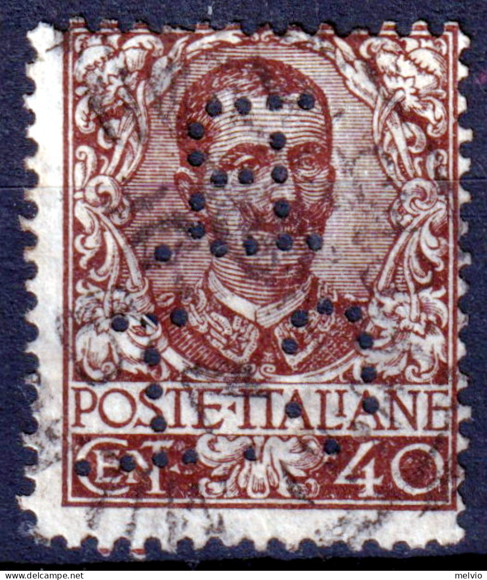 1908 Circa PERFIN B.C.I. (Banca Commerciale Italiana) Su Floreale C.40 Usato - Oblitérés
