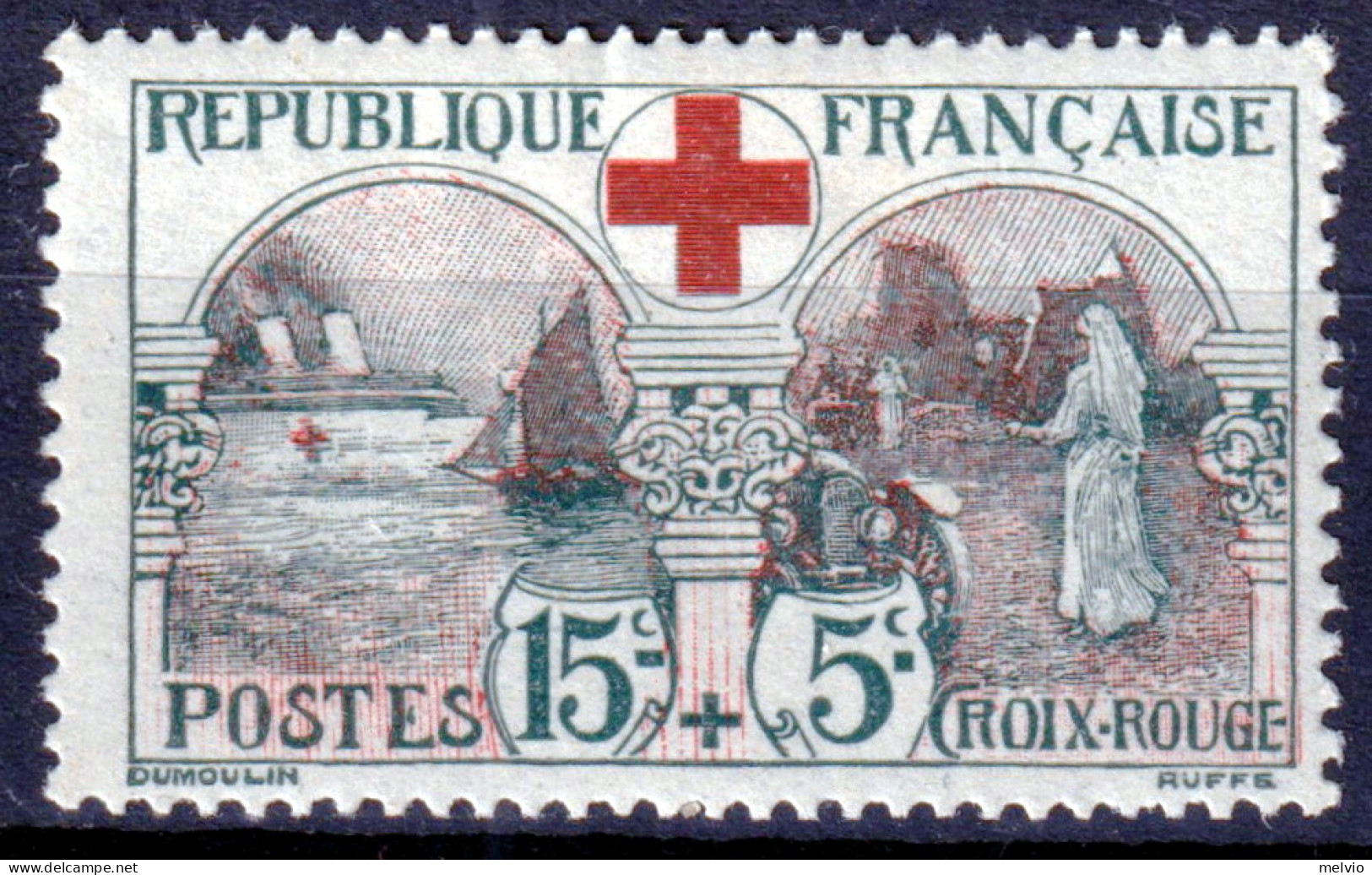 1918 FRANCIA Pro Croce Rossa Nuovo Traccia Linguella - Unused Stamps