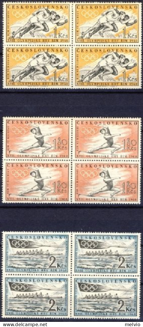 1960-Cecoslovacchia (MNH=**) S.3v."Olimpiade Di Roma" In Quartina - Otros & Sin Clasificación