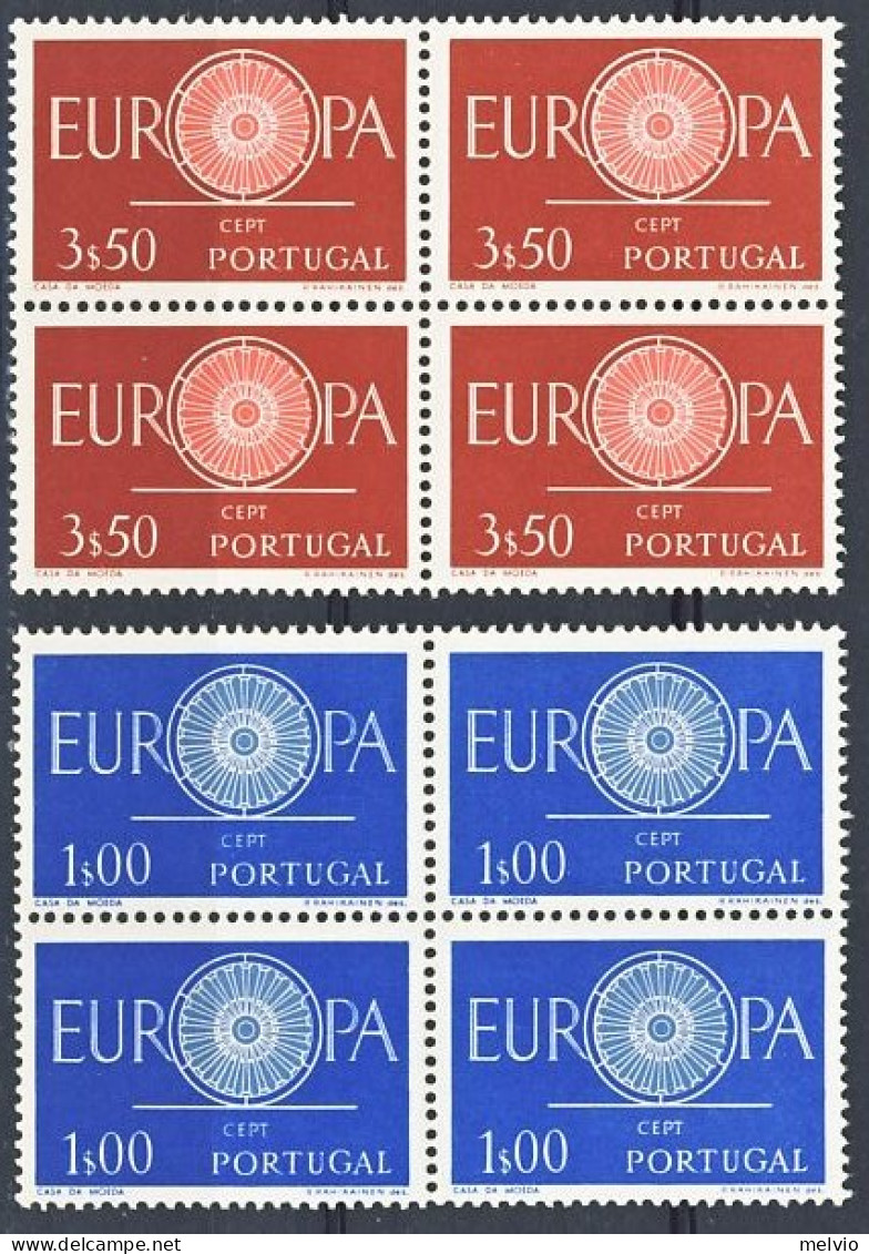 1960-Portogallo (MNH=**) S.2v."Europa Cept" In Quartina - Sonstige & Ohne Zuordnung