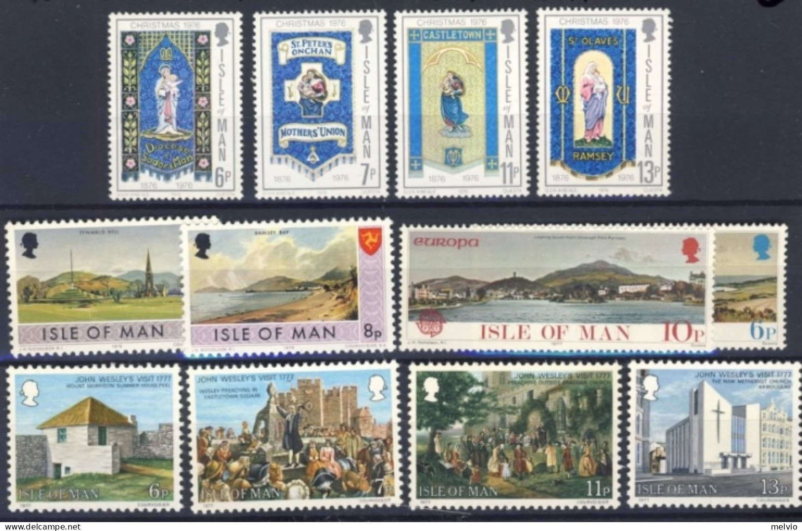 1975/7-Isola Di Man (MNH=**) 4 Serie 12 Valori - Isola Di Man