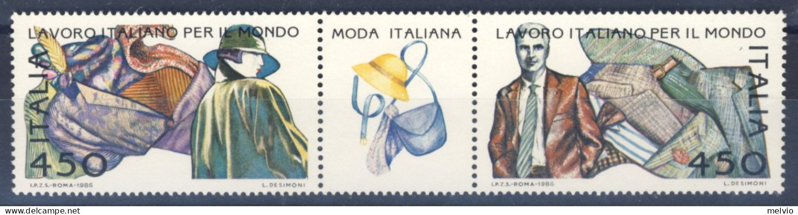 1986-Italia (MNH=**) Striscia Con Appendice Moda Na Nel Mondo - 1946-60: Neufs