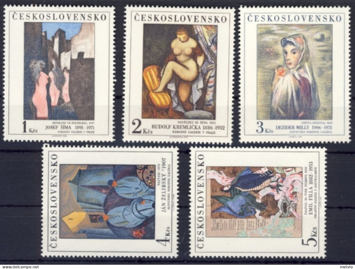 1982-Cecoslovacchia (MNH=**) Serie 5 Valori Arte Dipinti - Autres & Non Classés