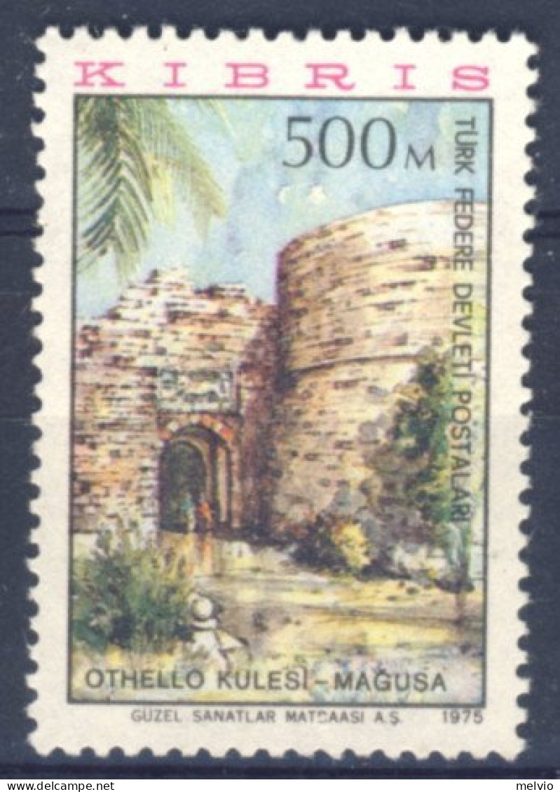 1975-Cipro Del Nord (MNH=**) Alto Valore 500m. Monumento E Veduta - Altri & Non Classificati