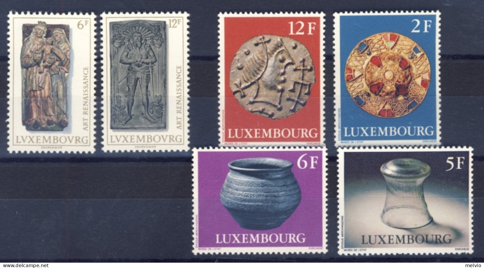 1976-Lussemburgo (MNH=**) Due Serie 6 Valori Reperti Archeologici,architettura - Altri & Non Classificati