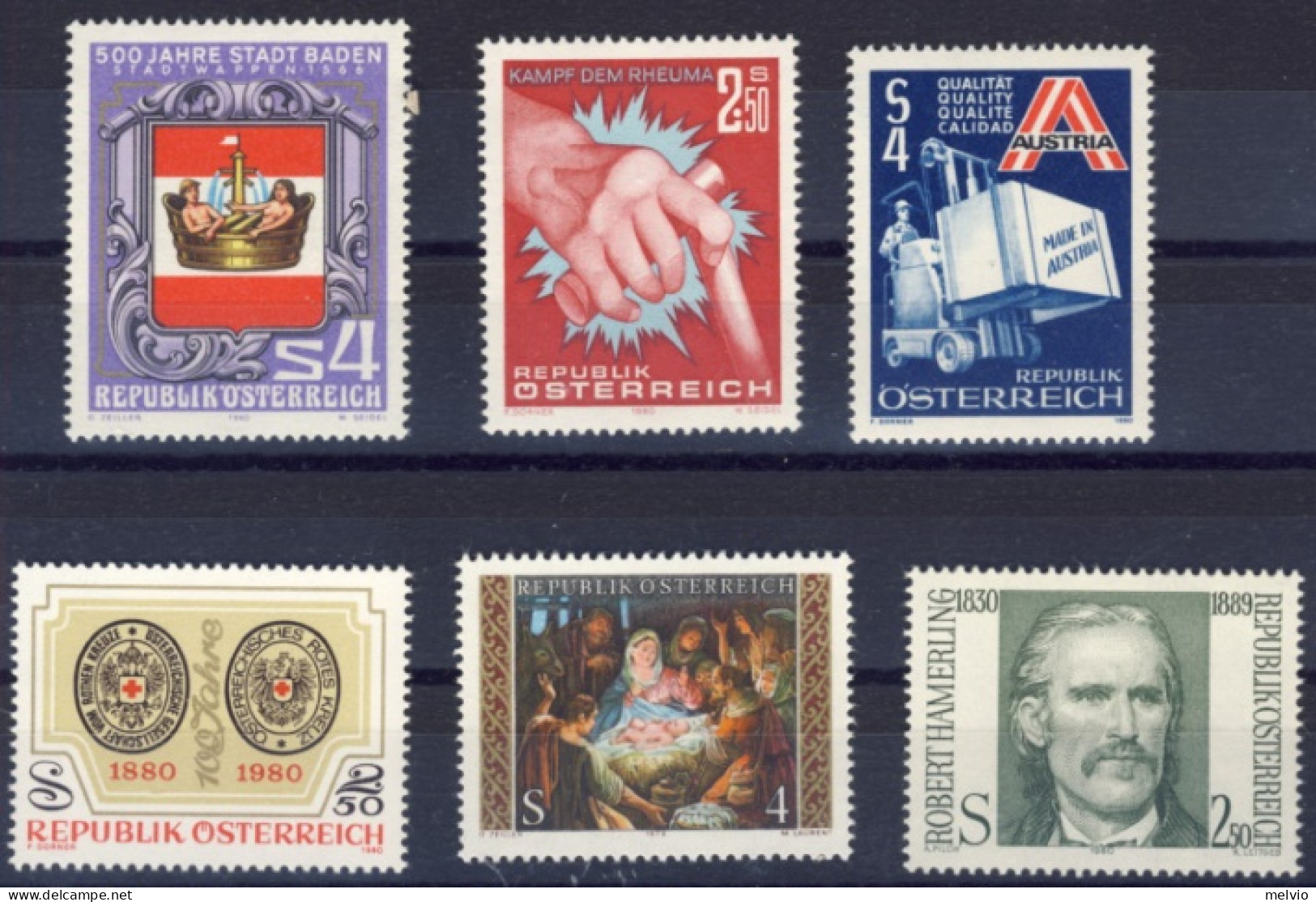 1980-Austria (MNH=**) Lotticino Di 6 Valori - Other & Unclassified