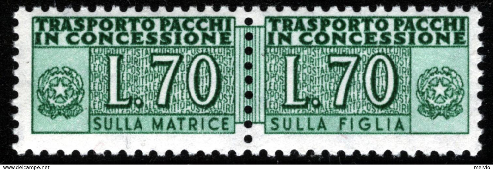 1982-Italia (MNH=**) Pacchi In Concessione L.70 Verde - 1946-60: Mint/hinged