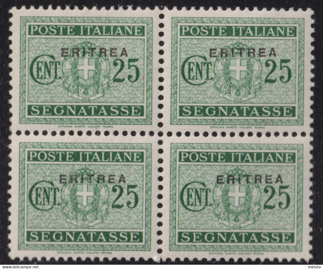 1934-Eritrea (MNH=**) Segnatasse Quartina 25c. Ben Centrata - Erythrée