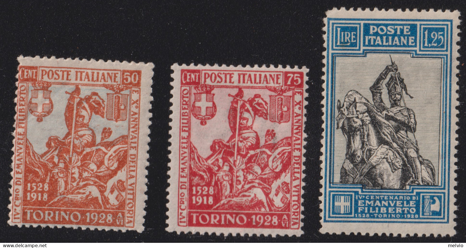 1928-Italia (MNH=**) 3 Valori Della Serie Emanuele Filiberto (233/35) - Ungebraucht