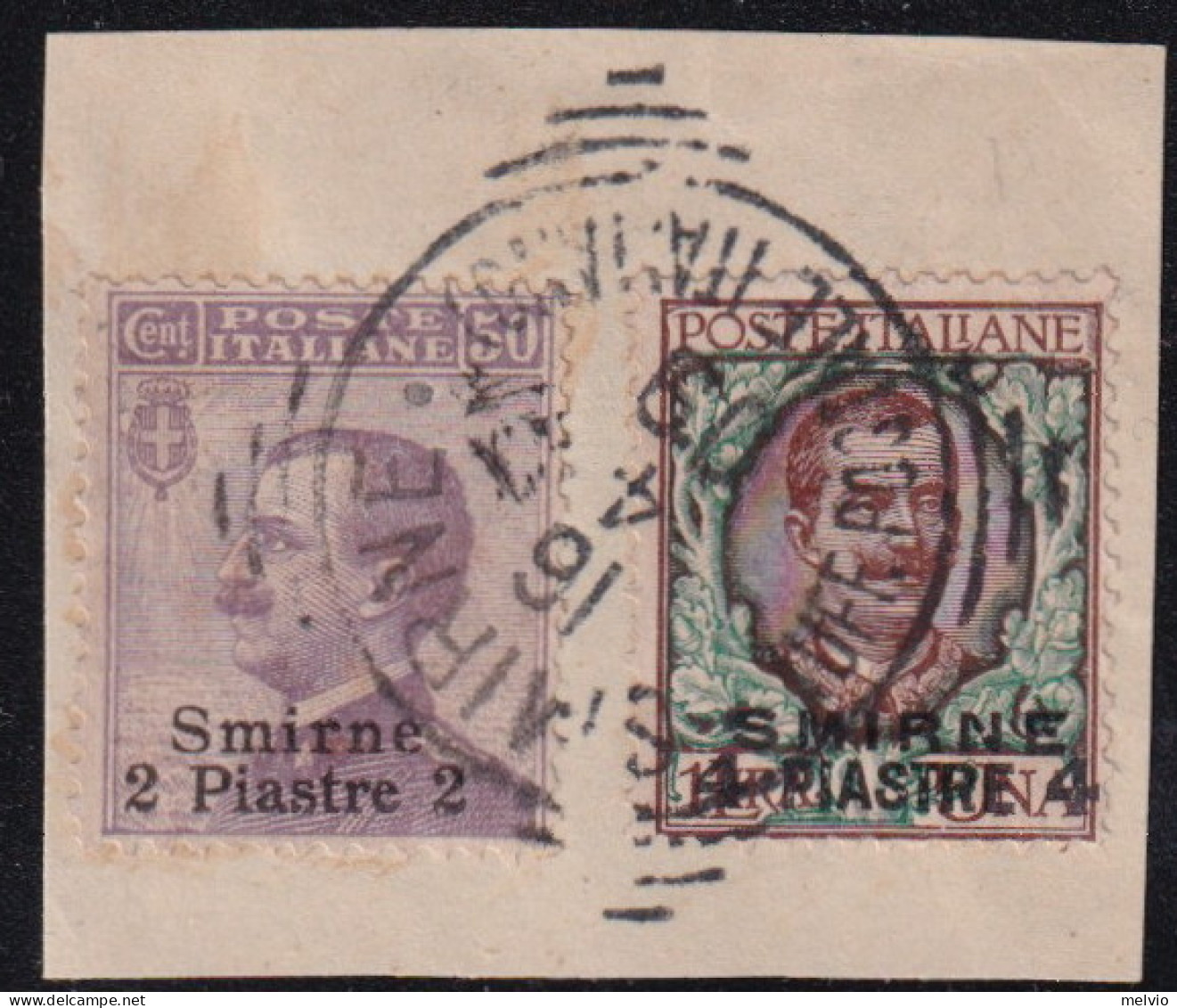 1909-Smirne (F=on Piece) 2pi. + 4pi. Su L.1 Annullo Completo - Europa- Und Asienämter