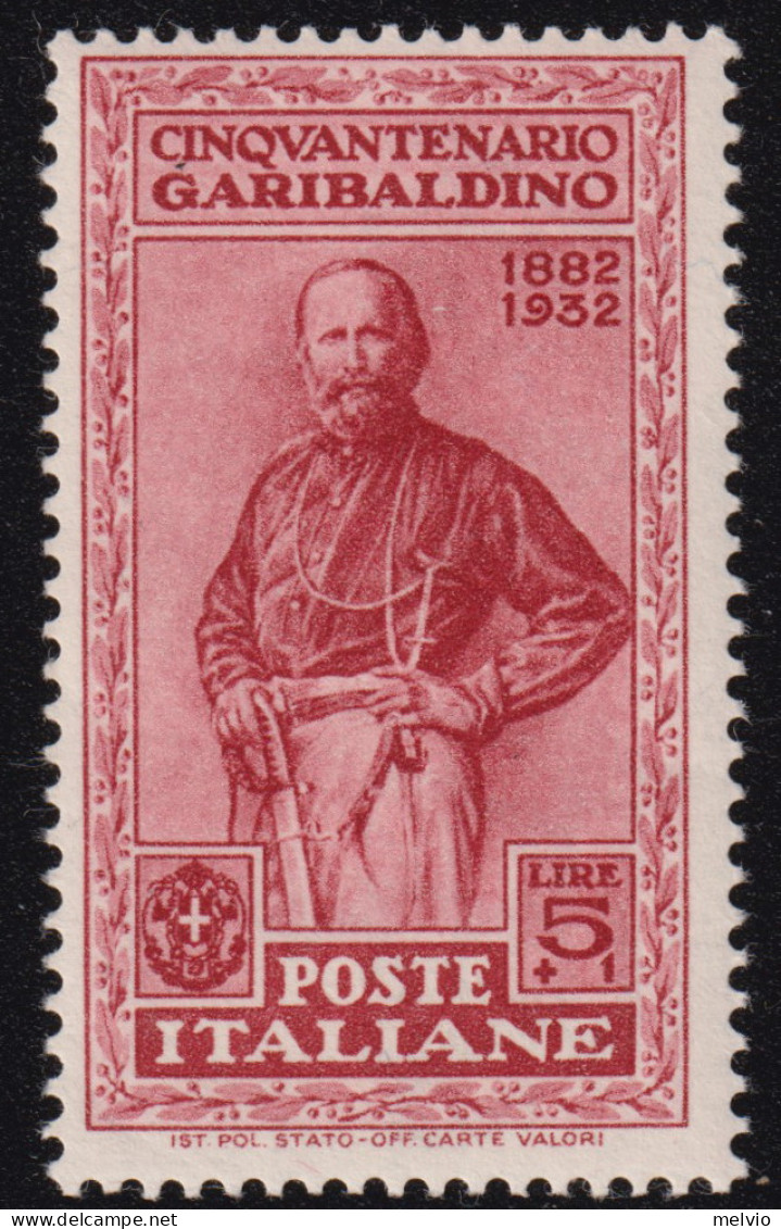 1932-Italia (MLH=*) L.5+1 Garibaldi (324) - Mint/hinged