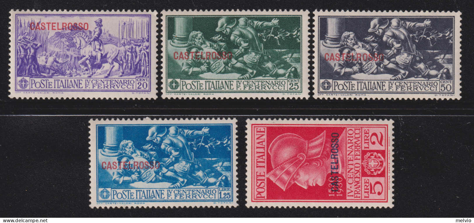 1930-Castelrosso (MLH=*) Serie 5 Valori Ferrucci (25/9) - Castelrosso