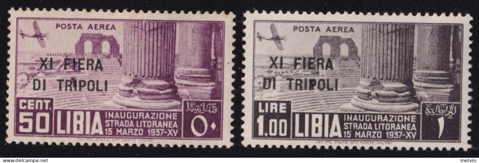 1937-Libia (MNH=**) Posta Aerea Serie 2 Valori 11 Fiera Di Tripoli (P.A. 32/3) - Libye