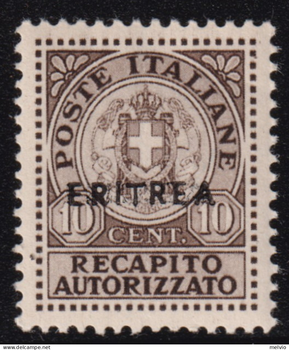 1939-Eritrea (MNH=**) Recapito Autorizzato 10c. Bruno (R.A.1) - Eritrea