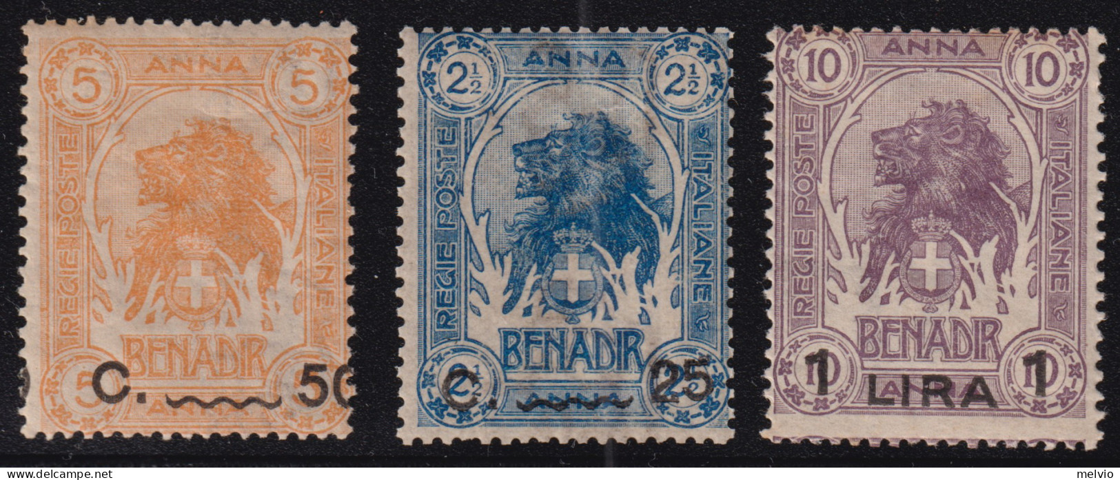 1906/7-Somalia (MNH=**) 3 Valori (14/6) Il Valore Da 25c. Su 2a. Presenta Il Dec - Somalië