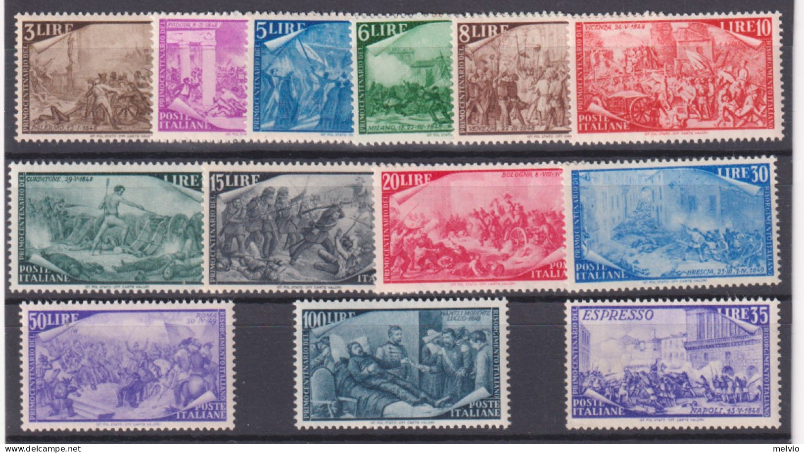 1948-Italia (MNH=**) S.13v. Risorgimento - 1946-60: Nieuw/plakker