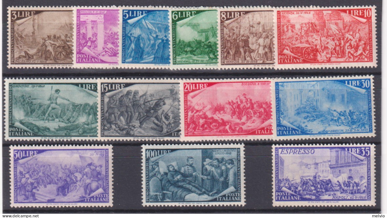 1948-Italia (MNH=**) S.13v. Risorgimento - 1946-60: Nuevos