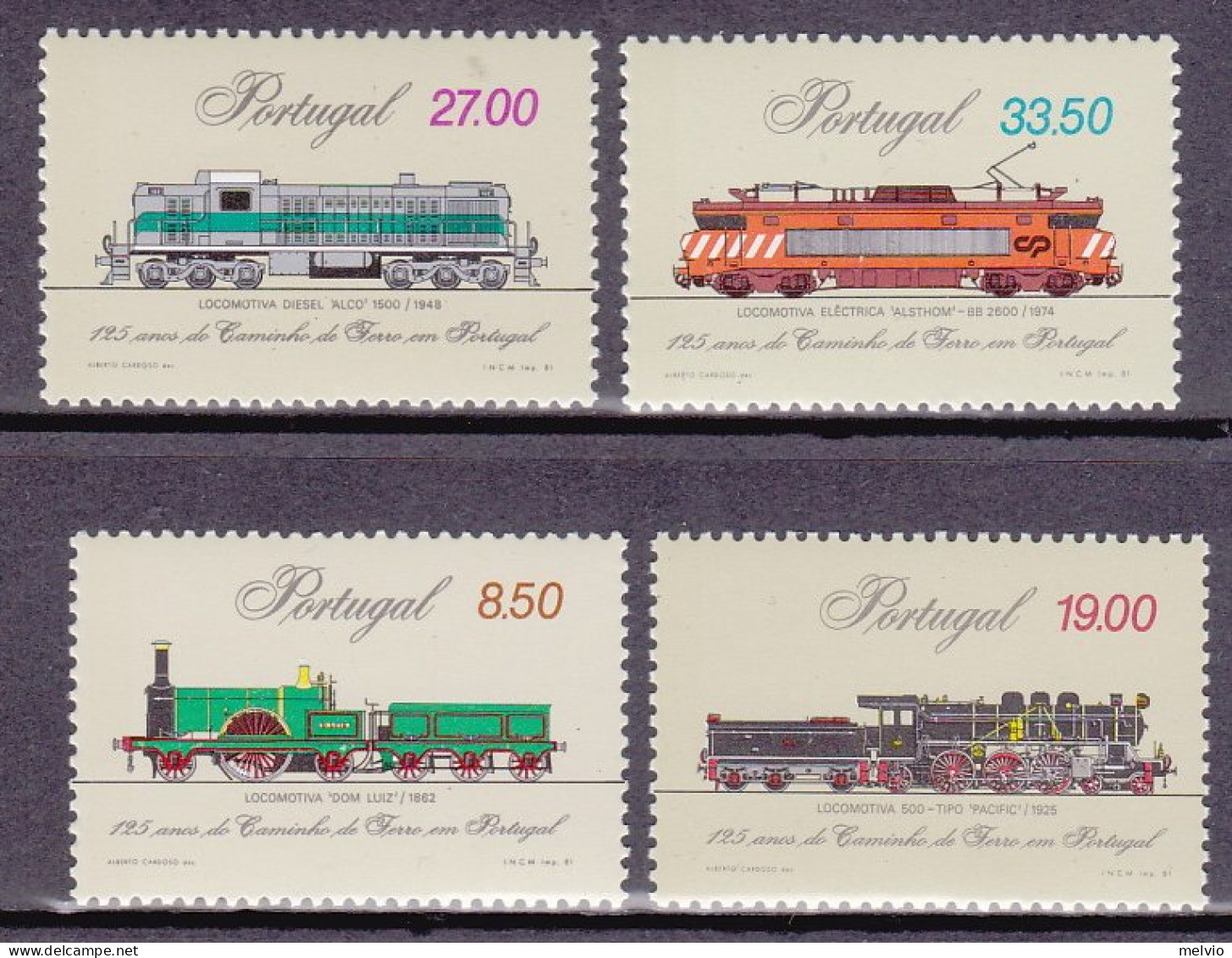 1981-Portogallo (MNH=**) S.4v."125° Anniversario Della Ferrovia Portoghese Locom - Otros & Sin Clasificación