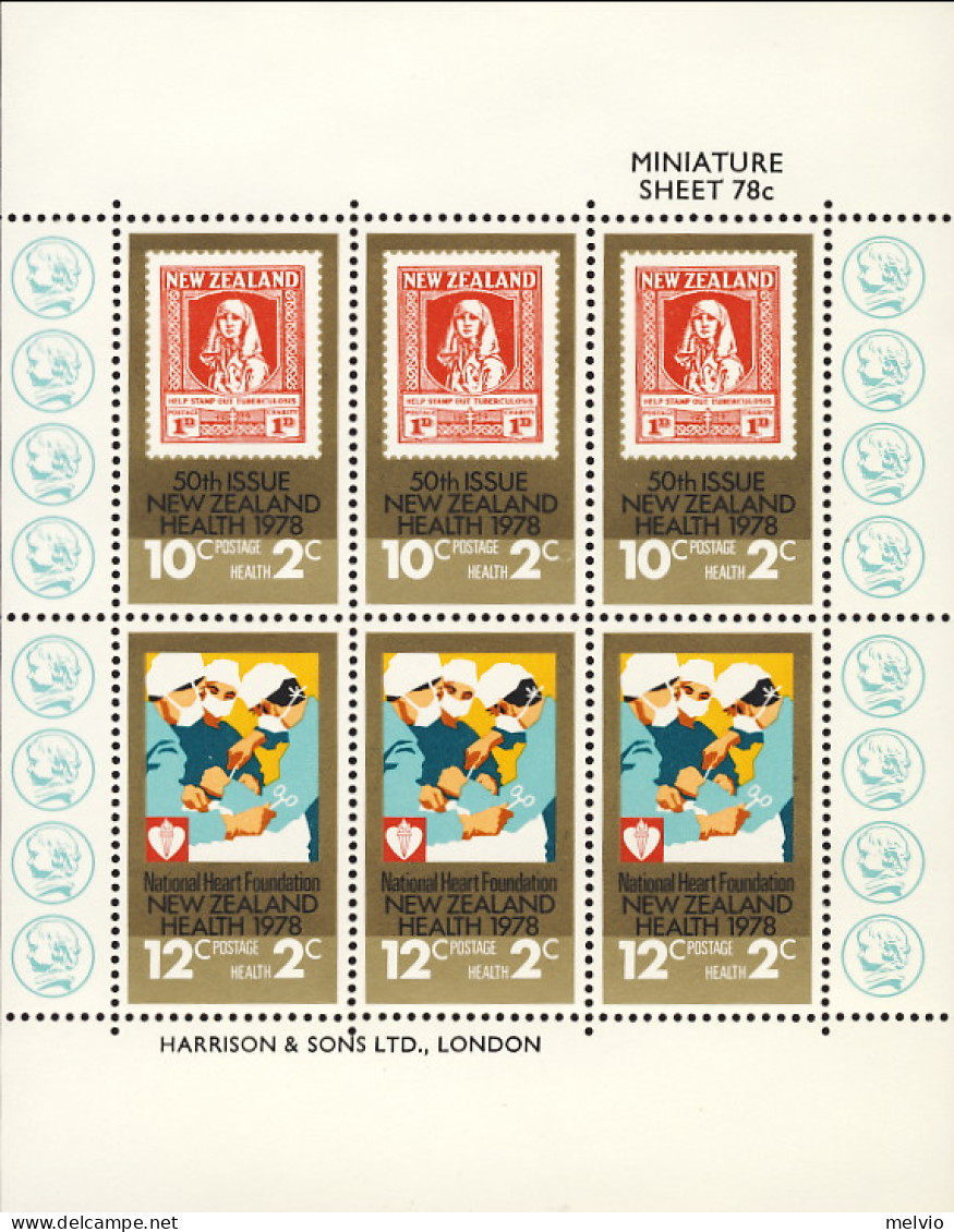 1978-Nuova Zelanda (MNH=**) Foglietto 6 Valori "Sanità Neozelandese" - Otros & Sin Clasificación