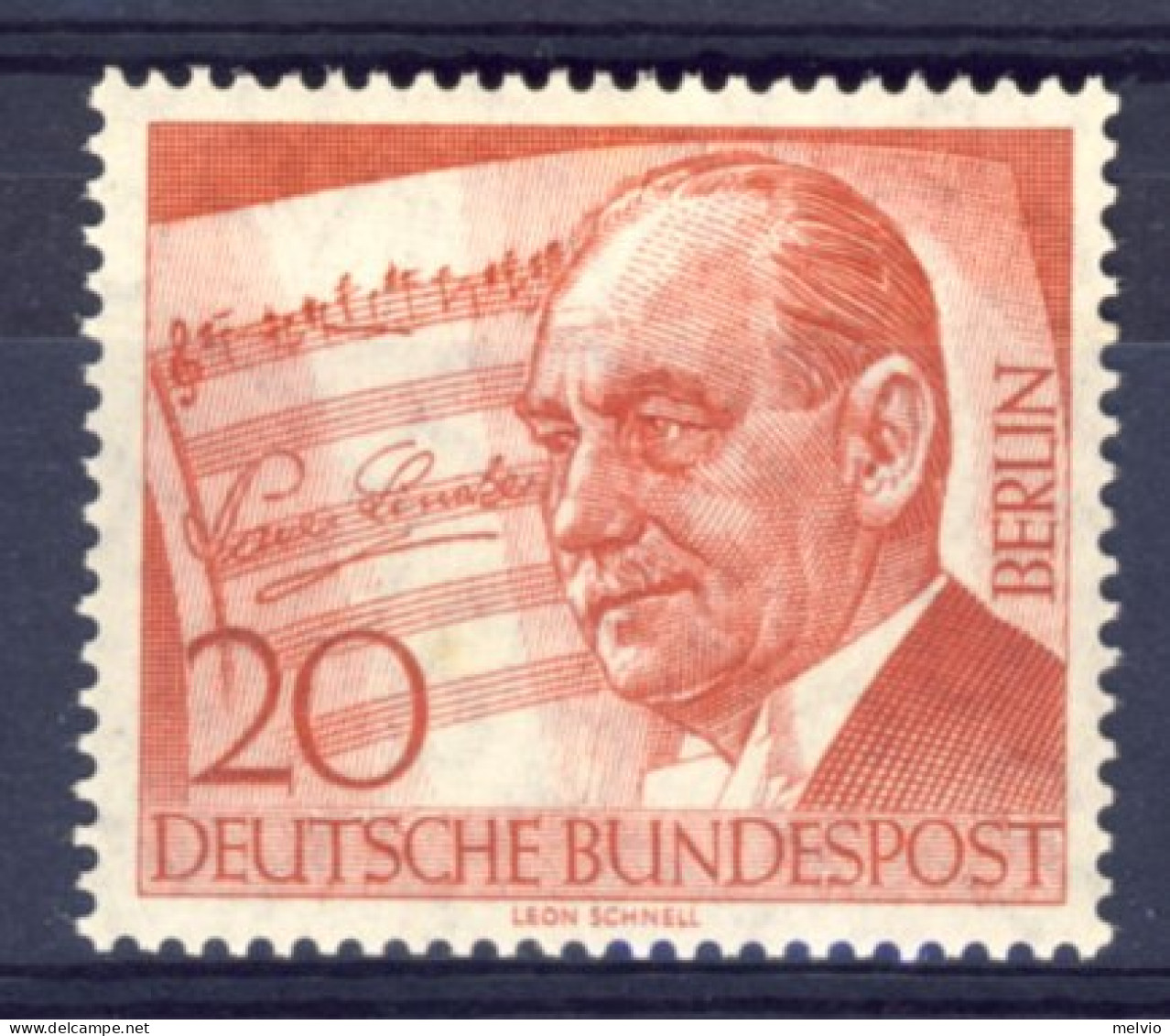 1956-Germania (MNH=**) 1 Valore Compositore Leon Schnell - Ungebraucht