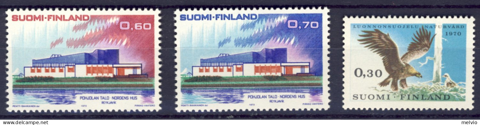 1970/73-Finlandia (MNH=**) 2 Serie 3 Valori Aquila Reale,NORDEN - Otros & Sin Clasificación