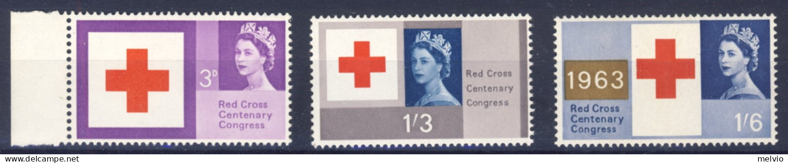 1963-Gran Bretagna (MNH=**) Serie 3 Valori Croce Rossa - Ungebraucht