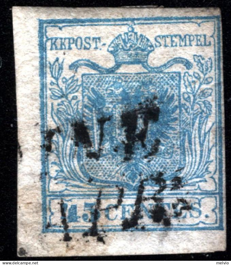 1850-Lombardo Veneto (O=used) 45c. I Tipo Perfetto Firmato Sorani - Lombardo-Veneto