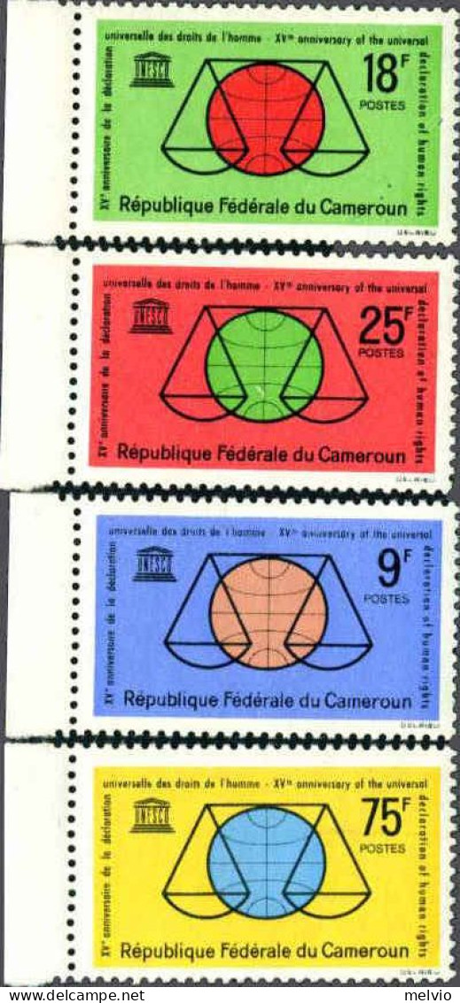 1963-Camerun (MNH=**) S.4v."15 Anniversario Della Dichiarazione Universale Dei D - Kamerun (1960-...)