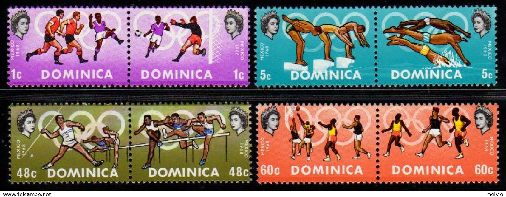 1968-Dominica (MNH=**) S.8v." Olimpiadi Di Mexico" - Dominique (1978-...)
