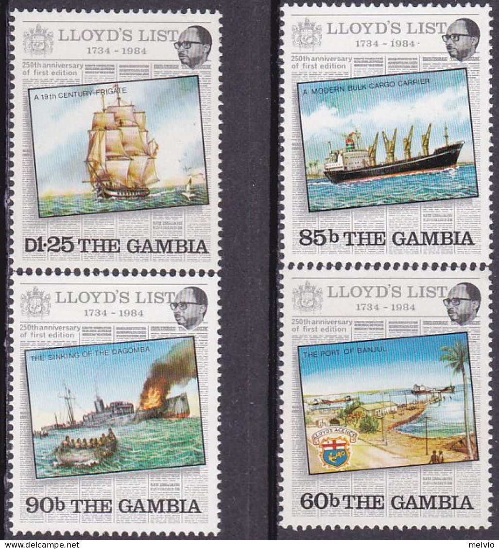 1984-Gambia (MNH=**) S.4v."anniversario Della Lista Del Lloyd" - Gambie (1965-...)
