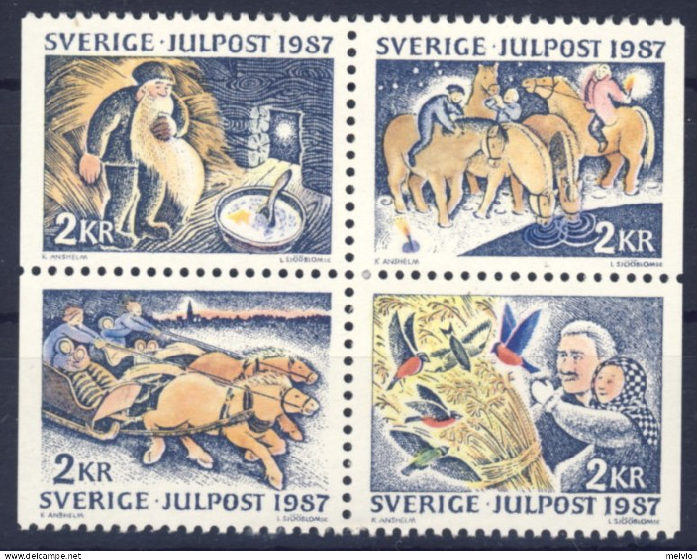 1987-Svezia (MNH=**) Serie 4 Valori Natale - Andere & Zonder Classificatie